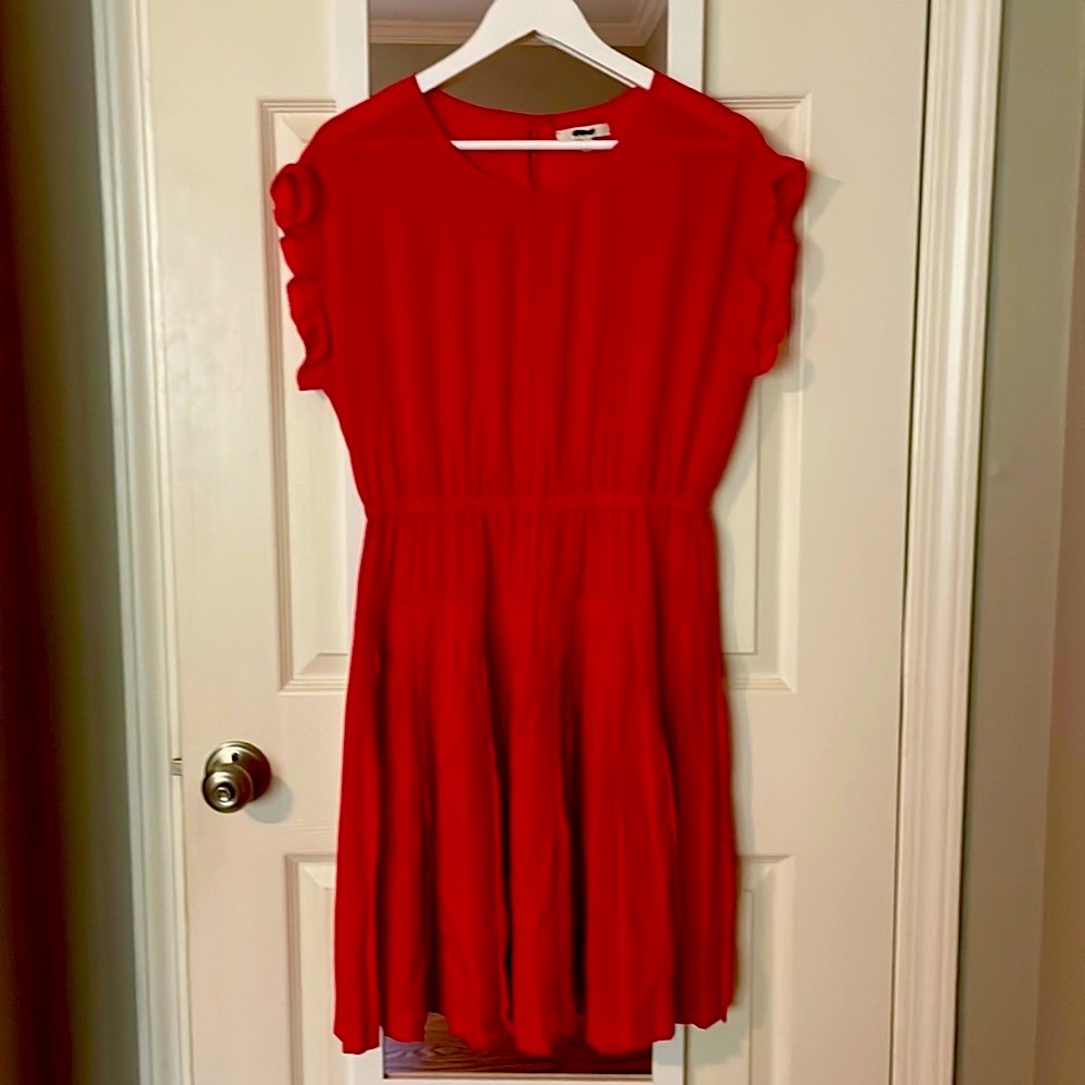 Red silk madewell pleated dress